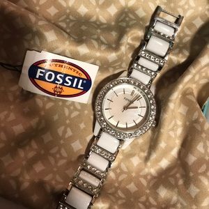 Crystal-accented Fossil watch
